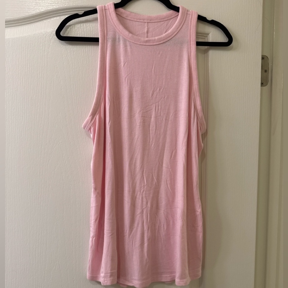 Lululemon Hold Tight Crewneck Tank Top Waist Length Pink Organza